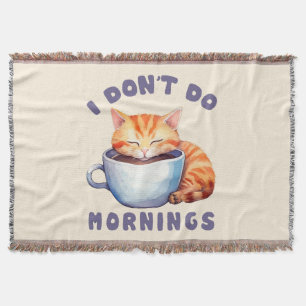 Manta No hago mañanas - un gato Naranja con café.