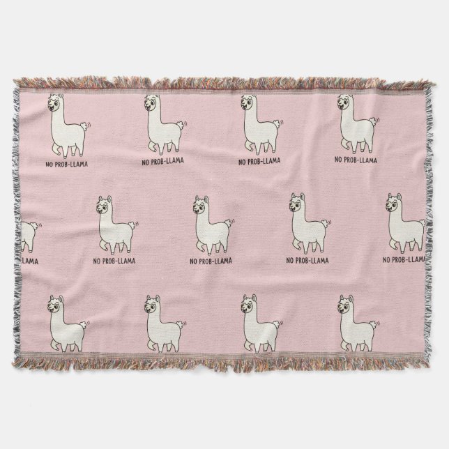 Manta "No Prob-Llama" Llama Doodle Adorable - Vibra Chil (Anverso)