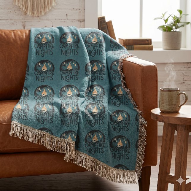 Manta Noches Acogedoras alrededor de la Fogata Aventura  (Cozy Campfire Nights Rustic Outdoor Adventure Throw Blanket)