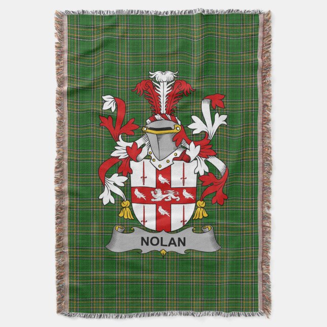 Manta Nolan irlandés o O_Nowlan Escudo familiar de escud (Frente vertical)