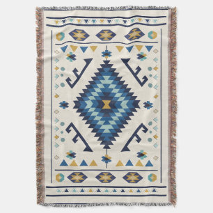 Manta Nómada Horizonte Azul – Diamante Tribal Minimalist