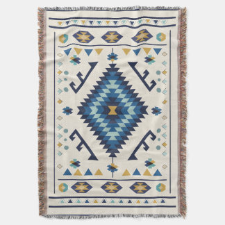 Manta Nómada Horizonte Azul – Diamante Tribal Minimalist