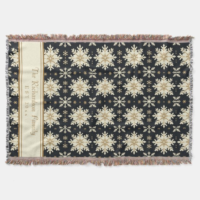 Manta Nombre de familia patrón de punto falso copo de ni (Anverso)