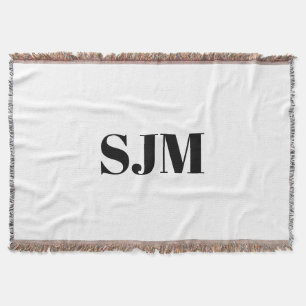 Manta Nombre de las iniciales en blanco negro y monogram