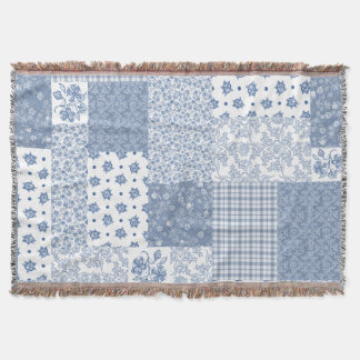 Manta Nostalgic Indigo Faux Patchwork Throw Blanket