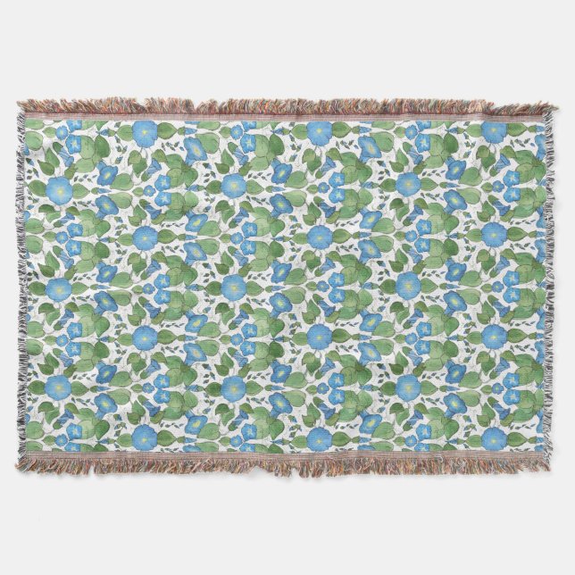 Manta Nostálgico Blue Morning Glory Throw Blanket (Anverso)