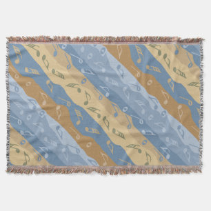 Manta Nota De Música Rayas Marrón Y Azul