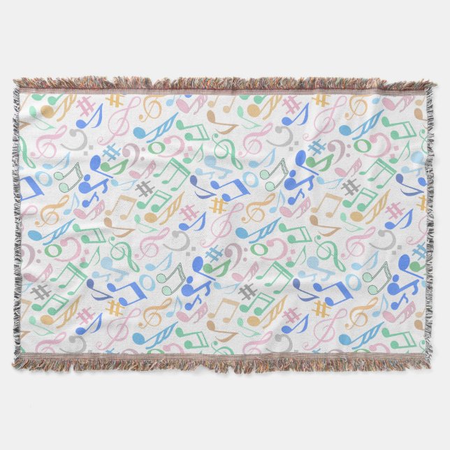 Manta Notas musicales y símbolos Patrón pastel.w (Anverso)