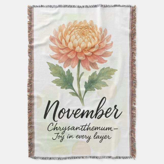 Manta November Birth Month Throw Blanket – Chrysanthemum (Frente vertical)