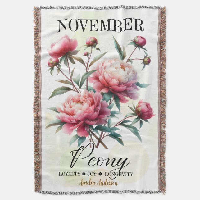 Manta November Birth Month Throw Blanket – Personalized  (Frente vertical)