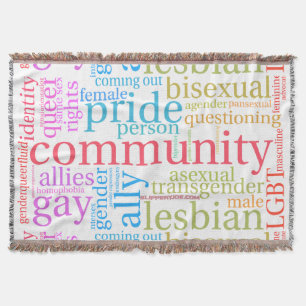Manta nube de palabras de la comunidad arcoíris LGBTQ+ d