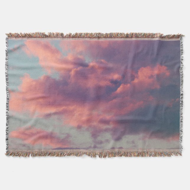 Manta Nubes estéticas de atardecer rosadas y onduladas (Anverso)