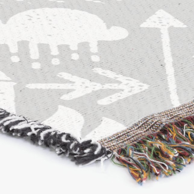 Manta Nubes lunas blancas y grises con peluche de ciervo (Esquina)