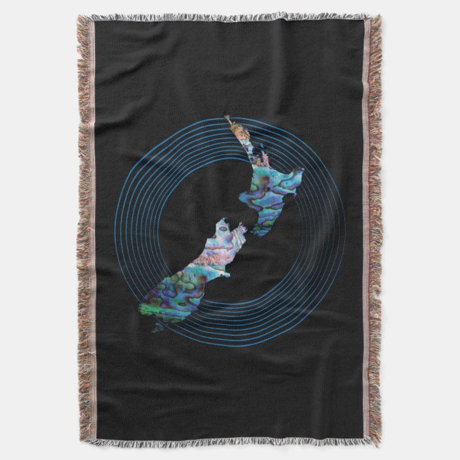 MANTA NUEVA ZELANDIA MAPA RINGS PAUA (Frente vertical)