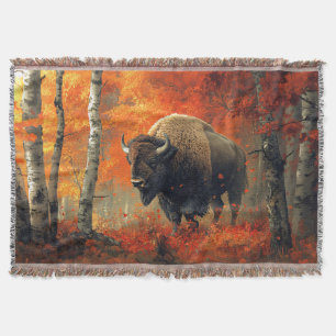 Manta Obra artística de Bison in the Autumn Woods