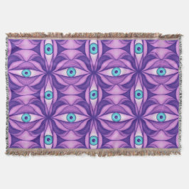 Manta Ojos Azules en Follaje Púrpura Oscuro Arte Botánic