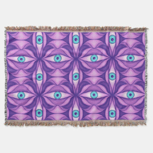 Manta Ojos Azules en Follaje Púrpura Oscuro Arte Botánic