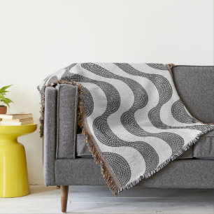 Manta Olas blancas y negras de adoquín de Portugal