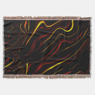 Manta Oleada dorada roja largos trazos sobre fondo negro