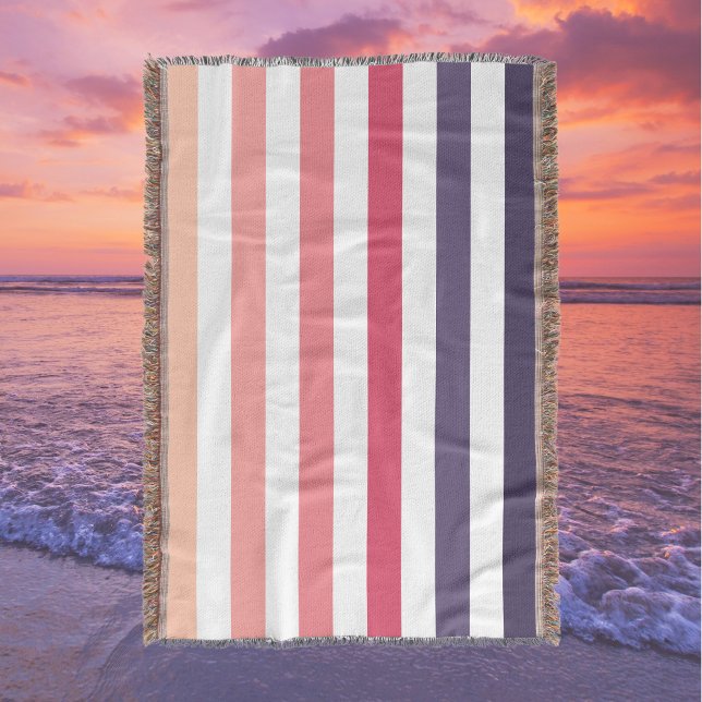 Manta Ombre Beach Sunset Stripe Dusky Pinks & Purples (Subido por el creador)
