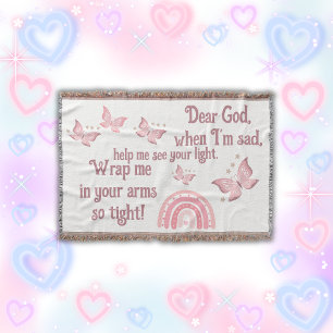 Manta Oración cristiana para niños rosados  