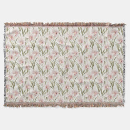 Manta Orchid Flowers Pastel Blush Floral Throw Blanket