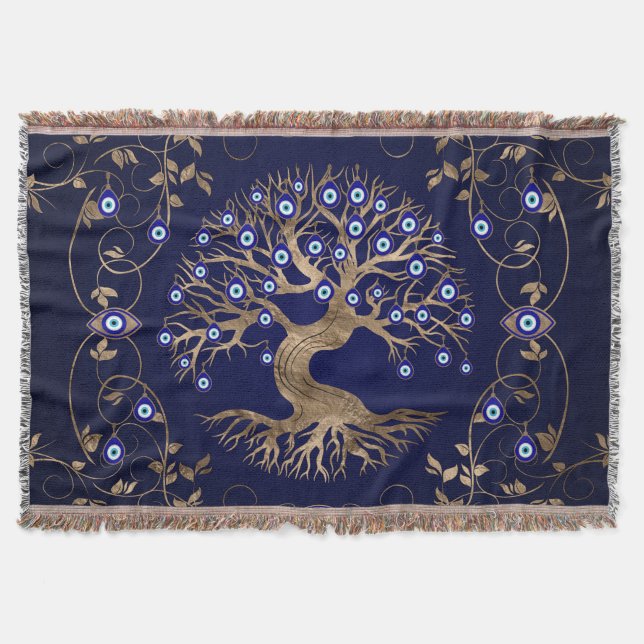 Manta Ornamento de ojo malvado del árbol de la vida (Anverso)