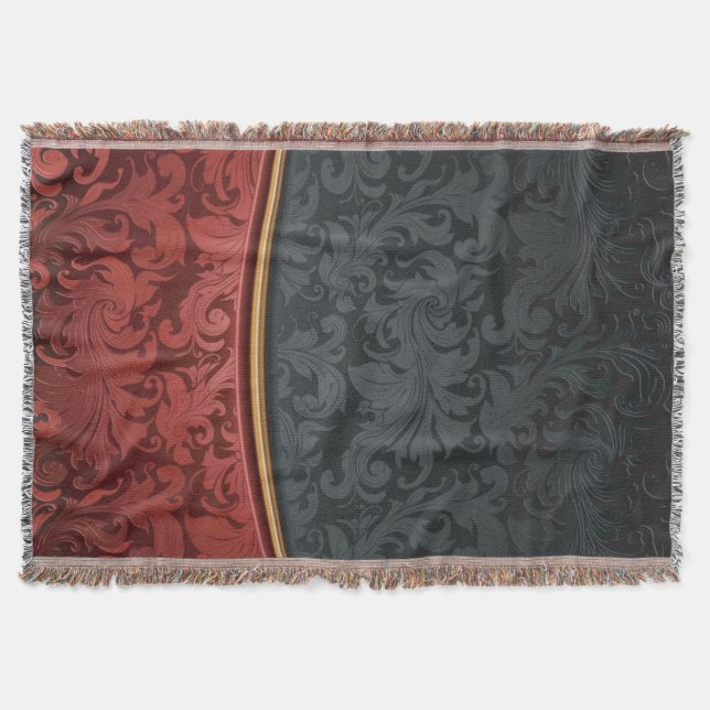 Manta Ornamento del vintage rojo y negro (Anverso)