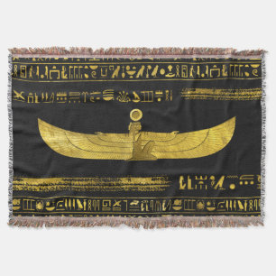 Manta Ornamento egipcio de oro de dios en el cuero negro