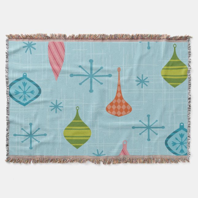 Manta Ornamentos navideños modernos de mediados de siglo (Anverso)