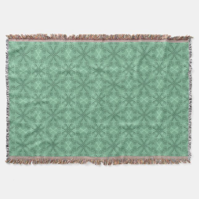 Manta Ornate Green Leafy Scrollwork Throw Blanket (Anverso)