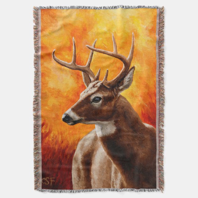 Manta Oro de otoño de Whitetail Deer (Frente vertical)