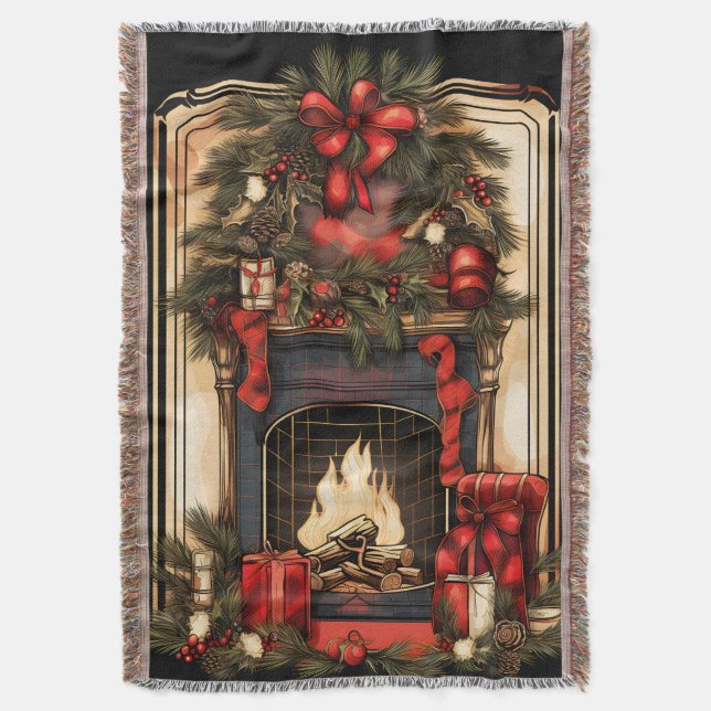 Manta Oro negro y chimenea de época roja