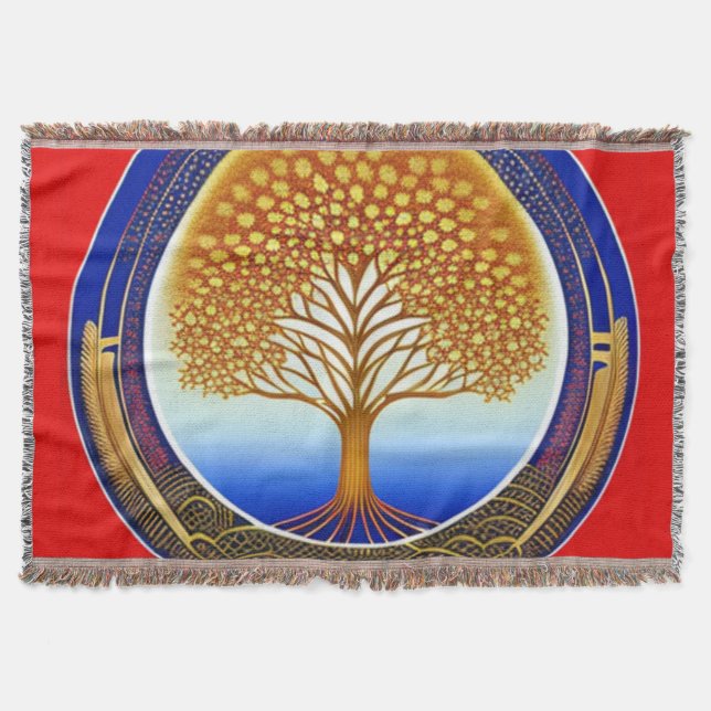 Manta Oro y árbol cian de la vida (Anverso)