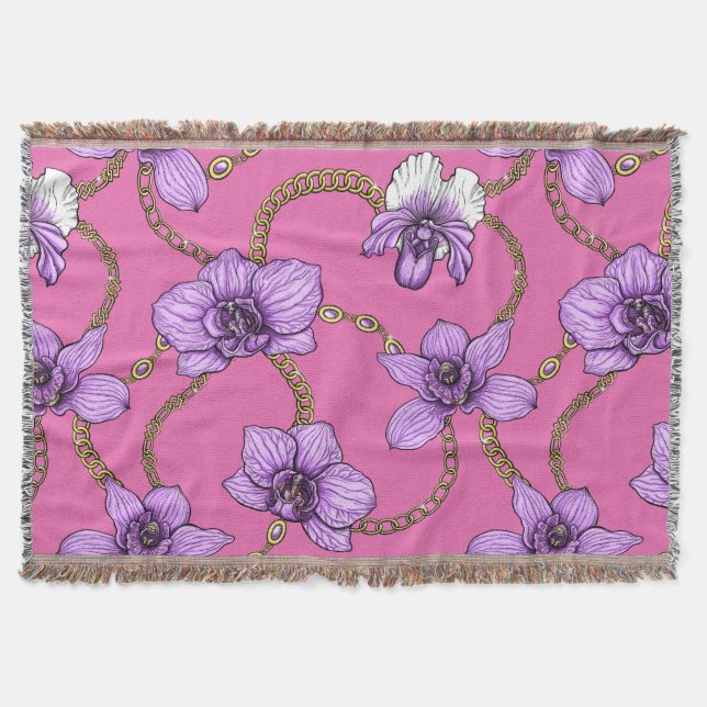Manta orquídeas y cadenas, violetas y rosas (Anverso)