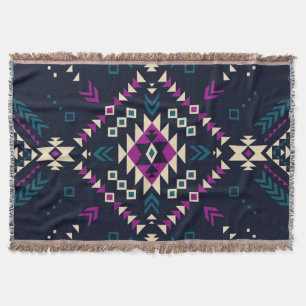 Manta Oscuro Navajo, geométrico vintage.