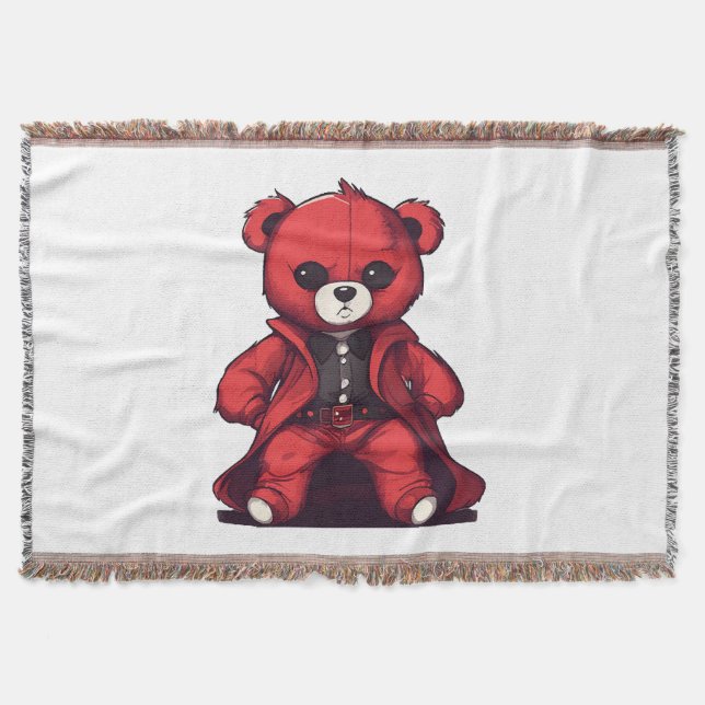 Manta Osito de peluche rojo lindo (Anverso)