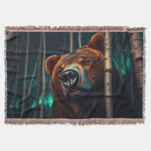 Manta Oso asador, birches y arte de Aurora