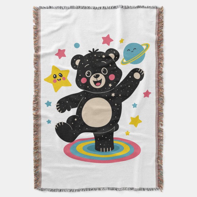 Manta Oso cósmico con estrellas y planetas - Espacio red (Frente vertical)