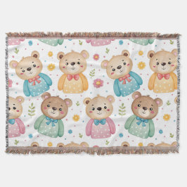 Manta Oso de peluche y flores