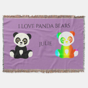 Manta Oso Panda nombre personalizado lanzar manta.