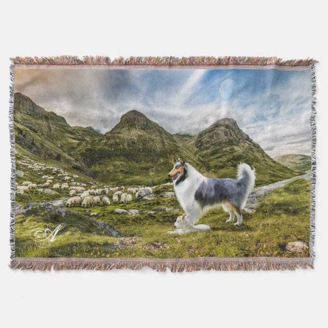 Manta Oveja de manada Blue Merle Collie - Personalizada (Anverso)