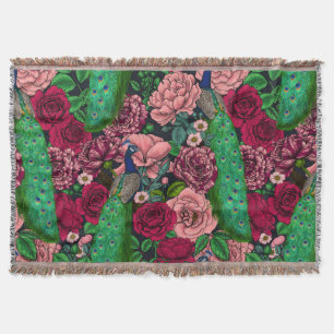 Manta Pacocas en el jardín rosa 2