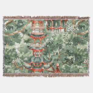 Manta Pagoda asiática acuarela en paisaje verde (17)