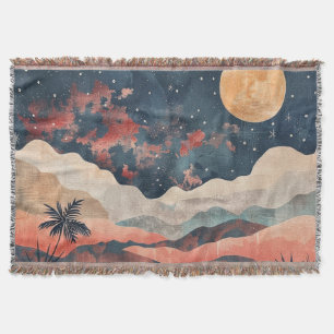 Manta Paisaje celeste del desierto boho de luna de cobre
