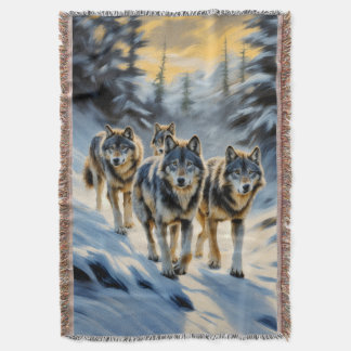 Manta Paisaje de Alaska Escena de invierno de Wild Wolf