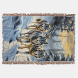 Manta Paisaje de Alaska Escena de invierno de Wild Wolf