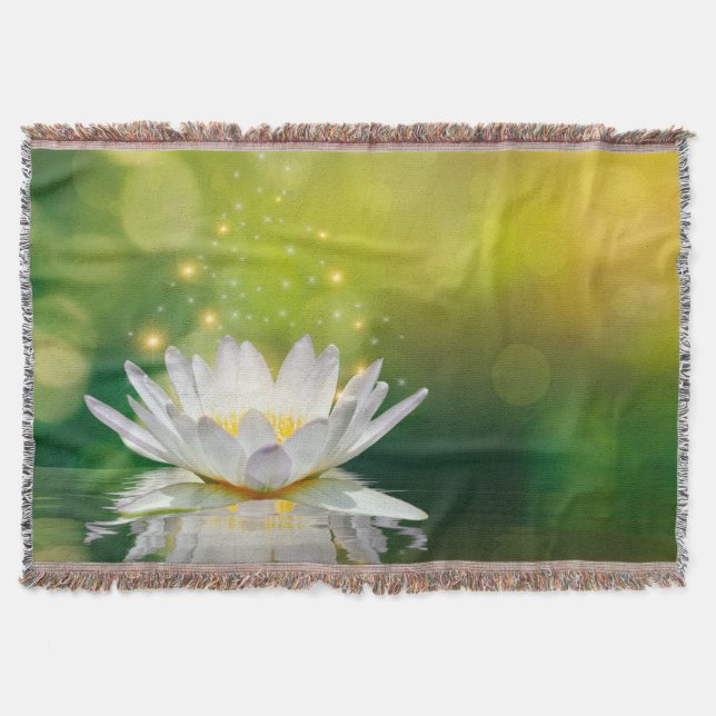Manta Paisaje de flores de Lotus blanco, Zen (Anverso)