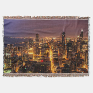 Manta Paisaje urbano de la noche de Chicago