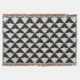 Manta Pájaro geométrico tribal vintage | Boho negro y ma